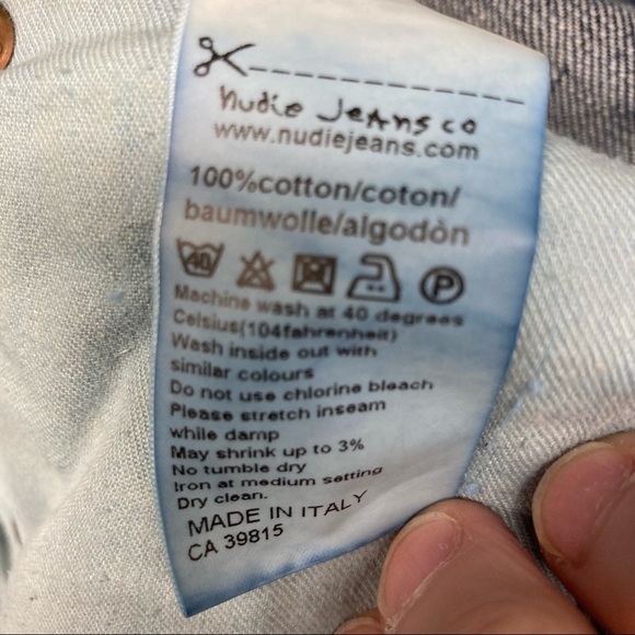 NUDIE Sz 30  Jeans Slim Jim in Light Darkness 100% Cotton Made In Italy Jeans - Picture 6 of 6